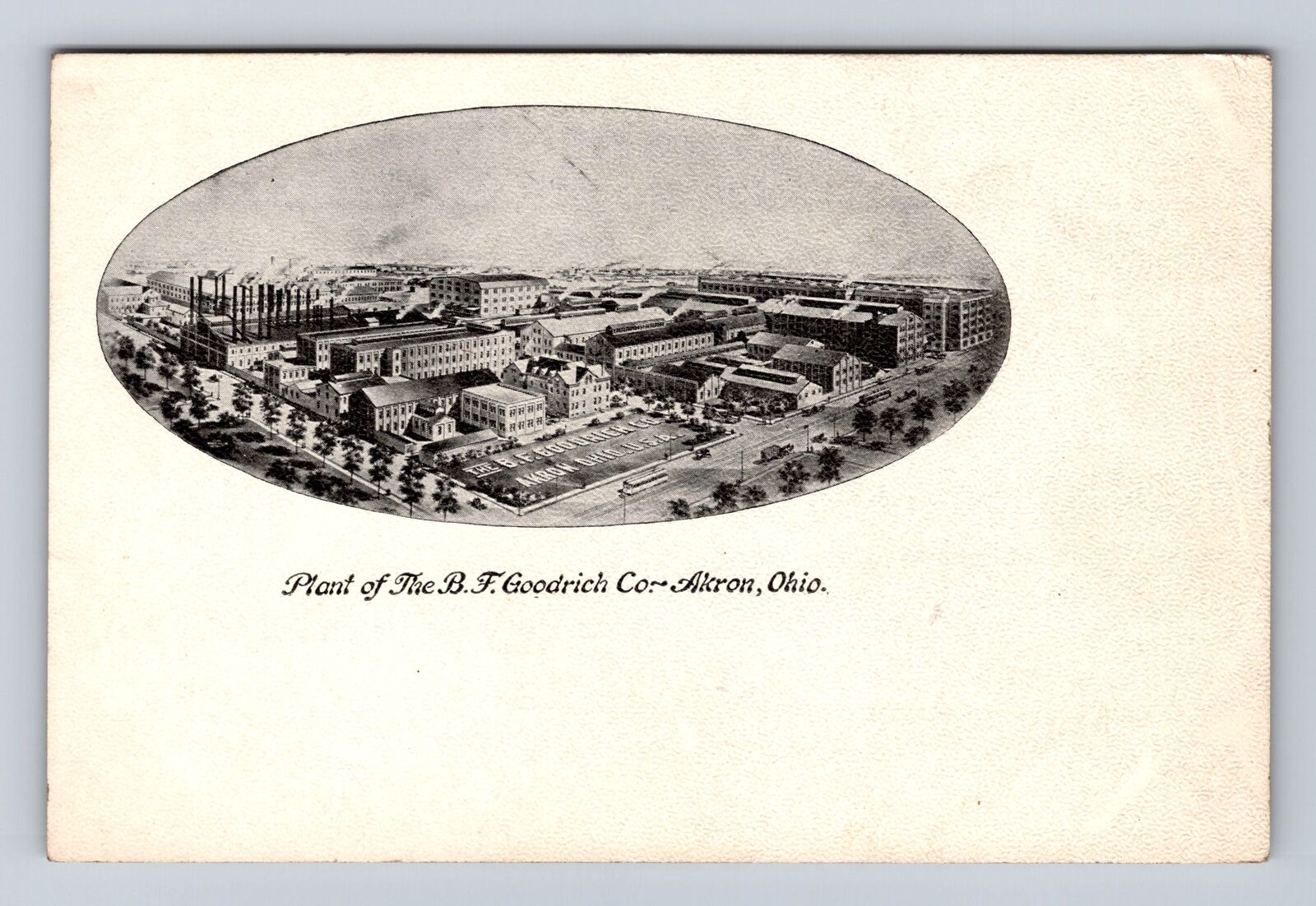 Akron OH-Ohio, Plant of B.F. Goodrich Co, Vintage Souvenir Postcard