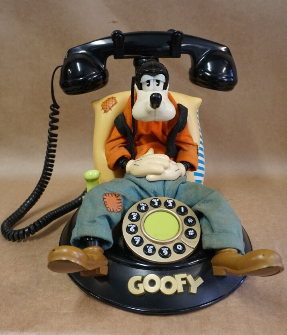 Vintage Telemania Disney Sleeping GOOFY TELEPHONE Animated Talking Corded Phone