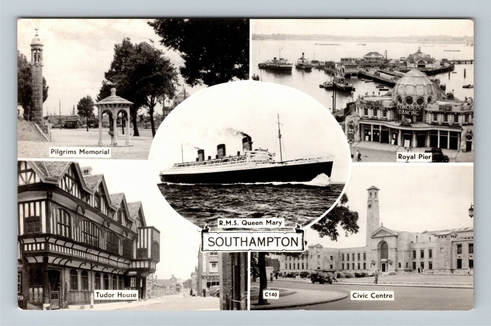 RPPC Southampton United Kingdom Tudor House Royal Pier Memorial Vintage Postcard