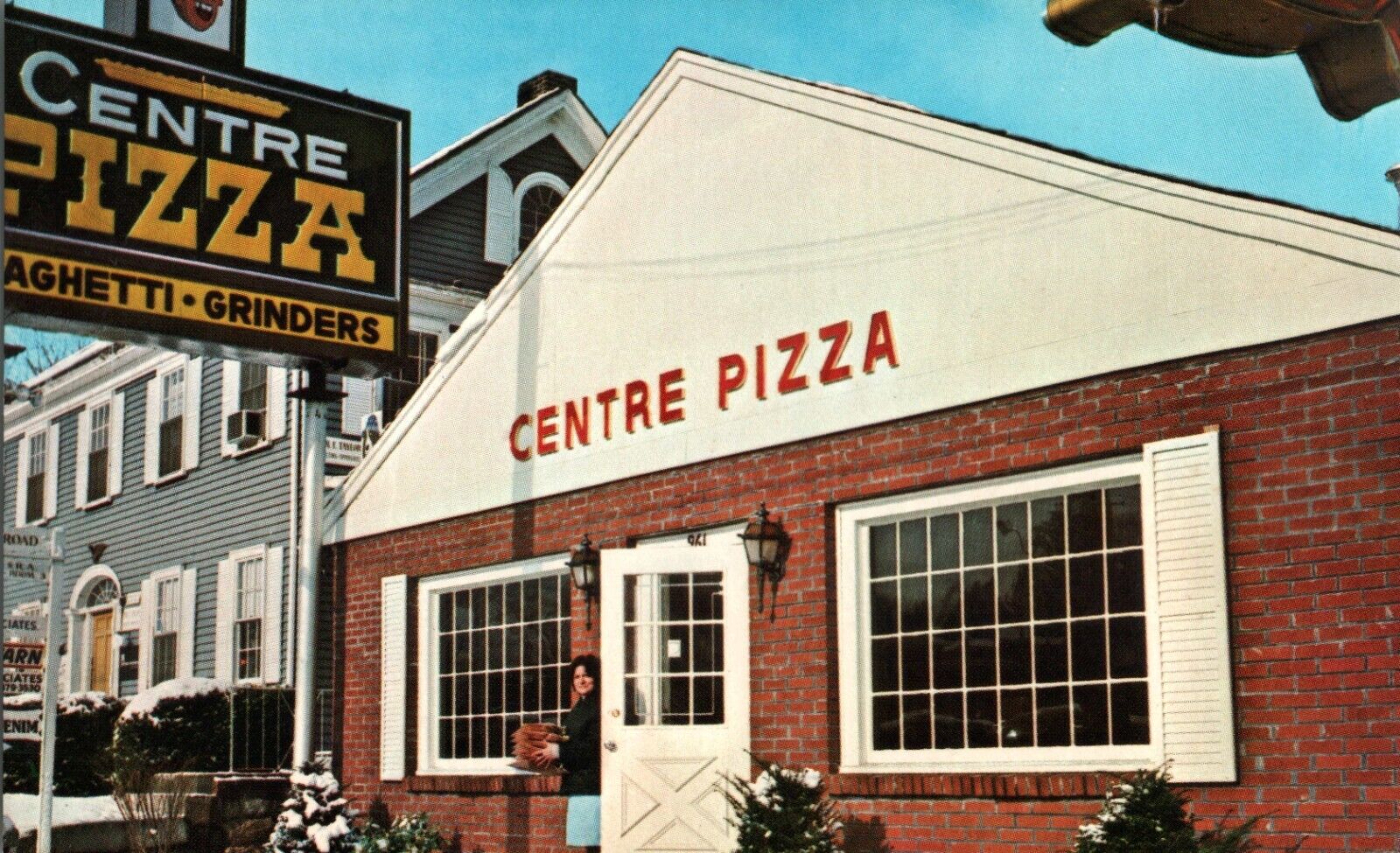 Centre Pizza 961 Worcester Rd. Gogas Family Framingham MA 70's Vintage Postcard