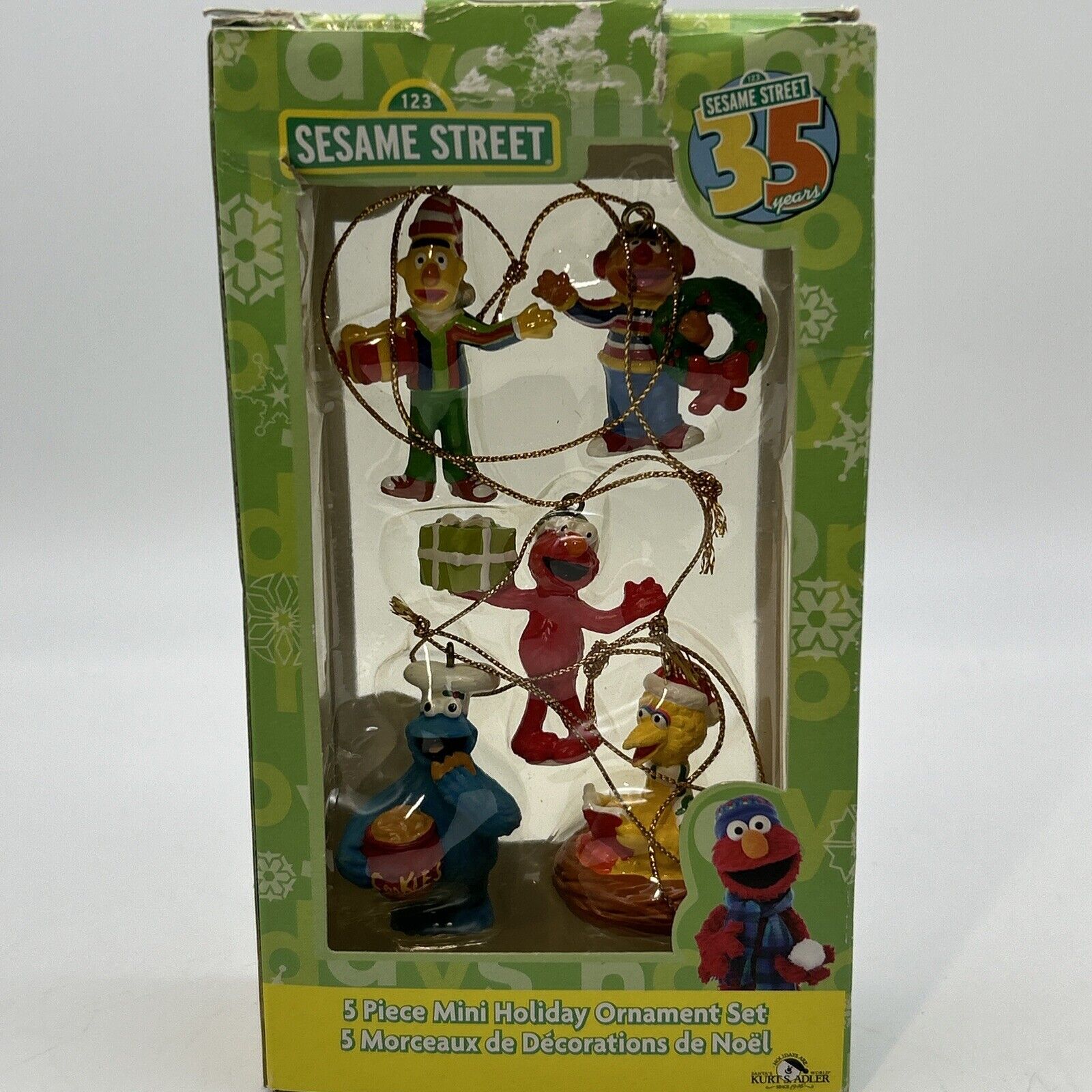 2004 Sesame Street - Kurt S. Adler 5 Piece Mini Holiday Christmas Ornament Set
