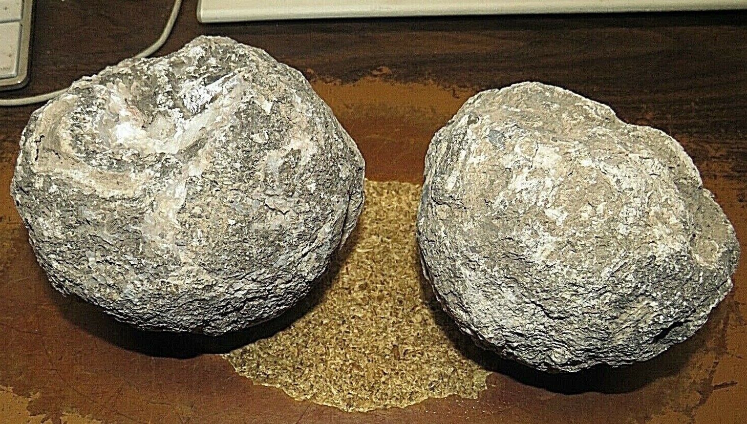  2 BEAUTIFUL LAS CHOYAS  MEXICAN COCONUT AGATE GEODES; SOLID NODULES 5-6 LBS