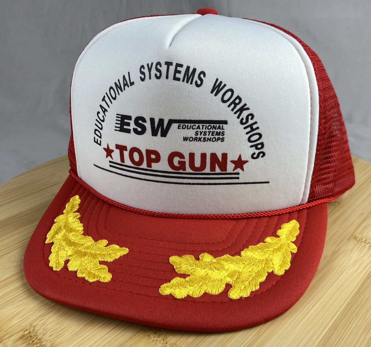 Vintage The Cinch Cap Top Gun Hat Mesh Trucker Snapback Adjustable ESW Workshops
