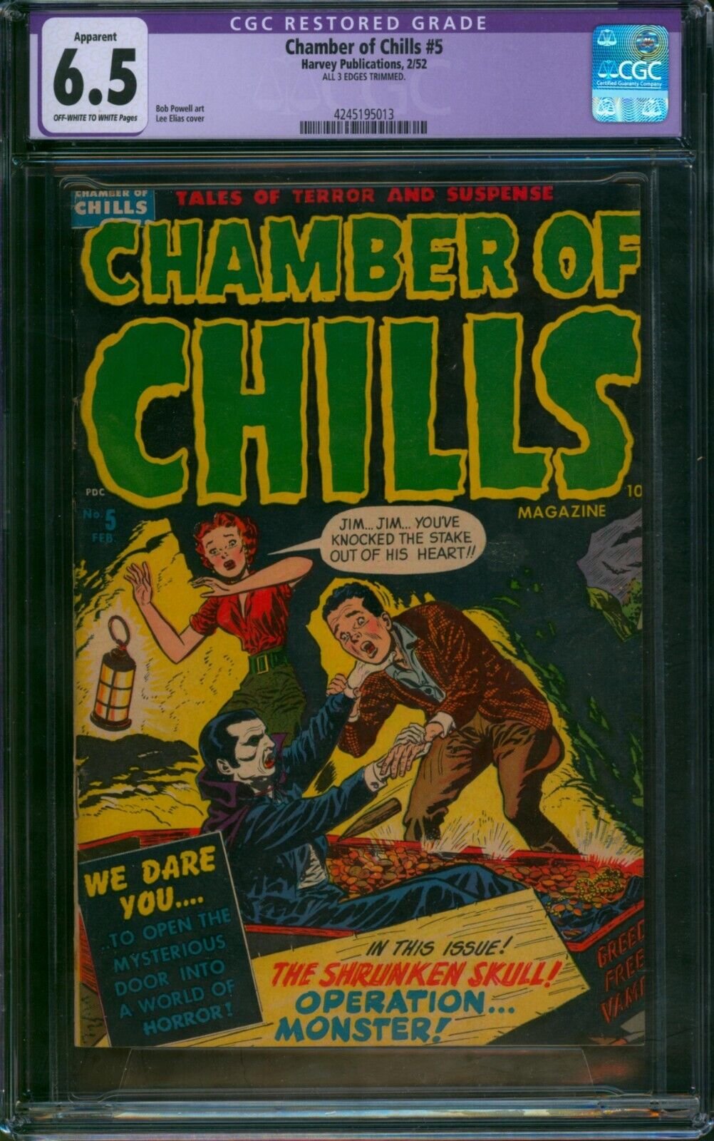 Chamber of Chills #5 (1952) ⭐ CGC 6.5 Restored ⭐ Pre-code Horror Harvey Comic