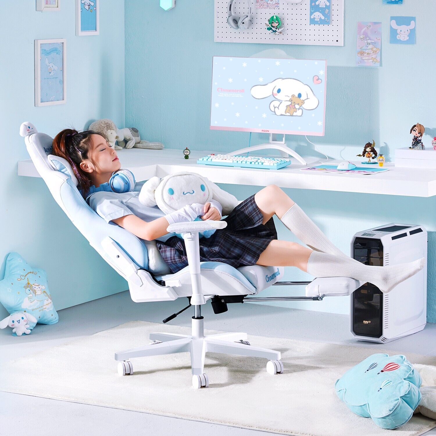 Sanrio autofull Cinnamoroll gaming chair plush toy NEW e-sports work Kawaii