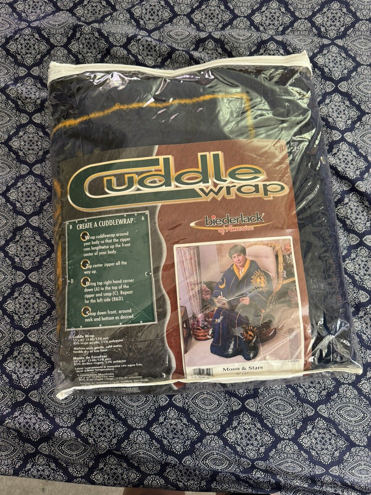 Vintage Biederlack Made in USA Lindsay Check Cuddle Wrap Blanket Wearable Throw