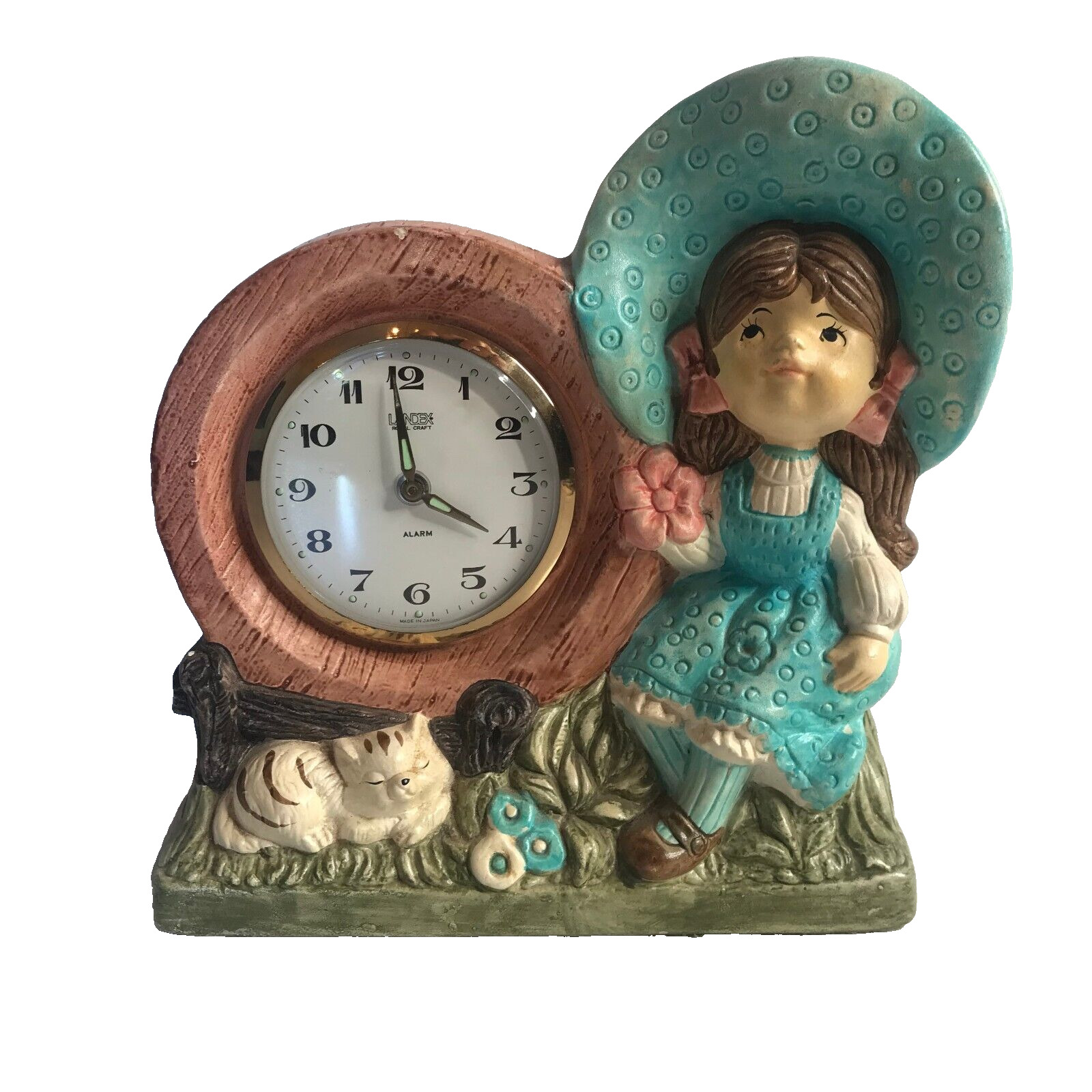 Vintage Ceramic Little Girl Clock by (Landex Royal Craft) Made in Japan