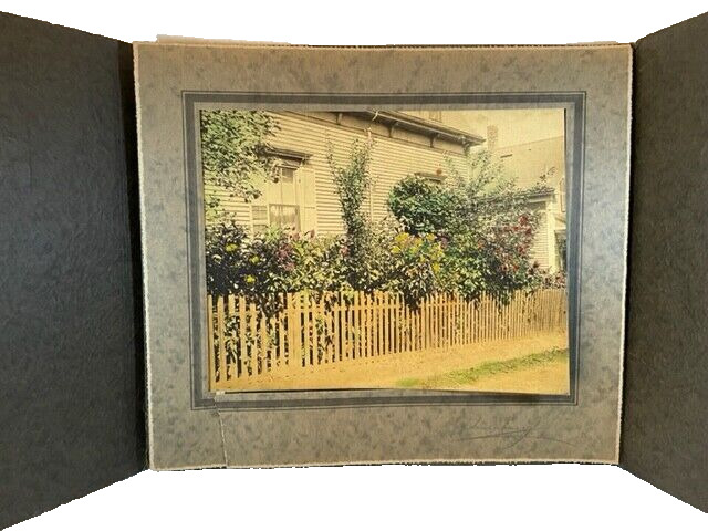 Home Fence Photo Vintage Color Added in Orig Frame 9 X 7.5 in small town