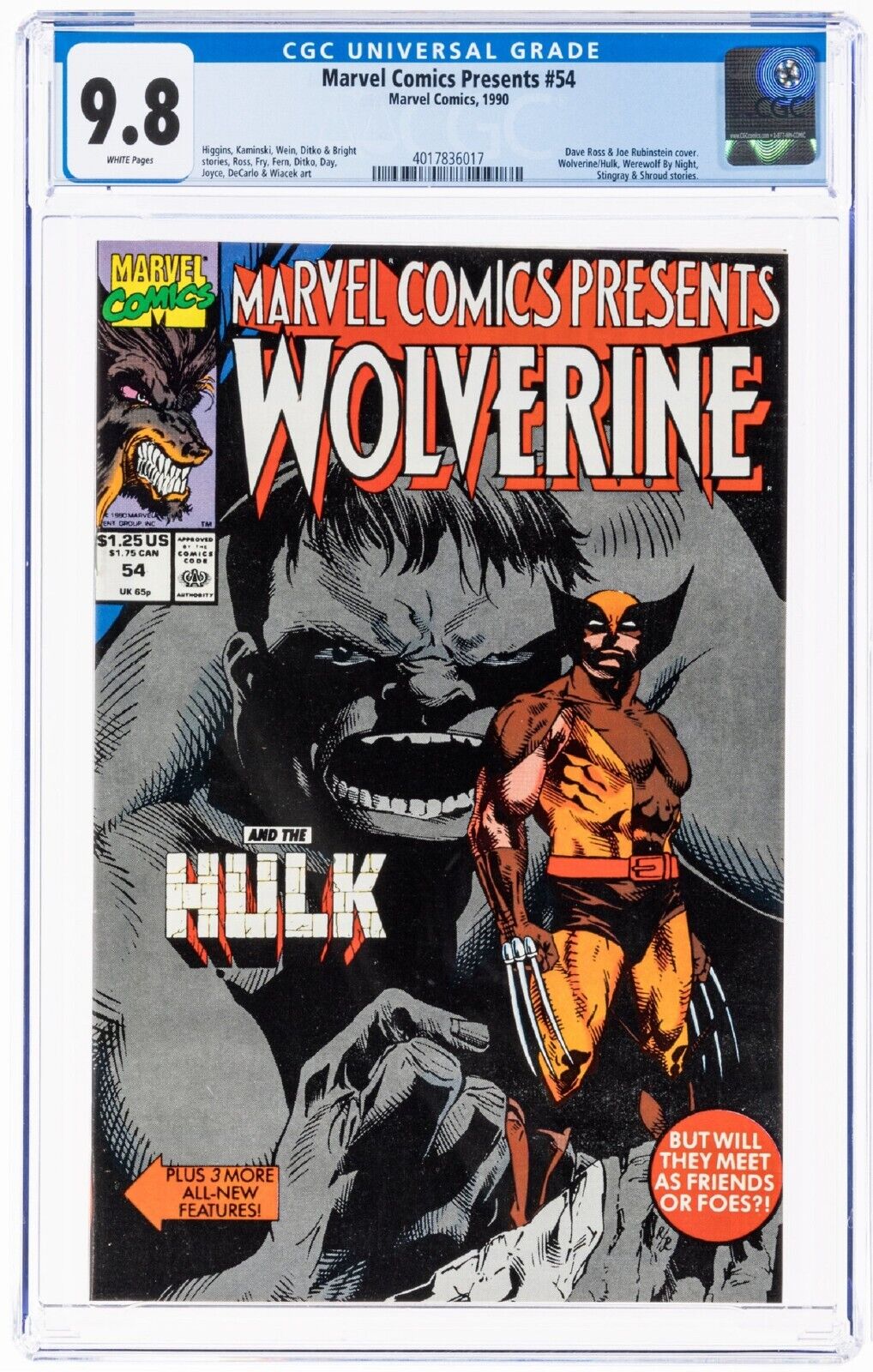 Marvel Comics Presents #54 CGC 9.8 1990 Wolverine Hulk Werewolf by Night Ditko