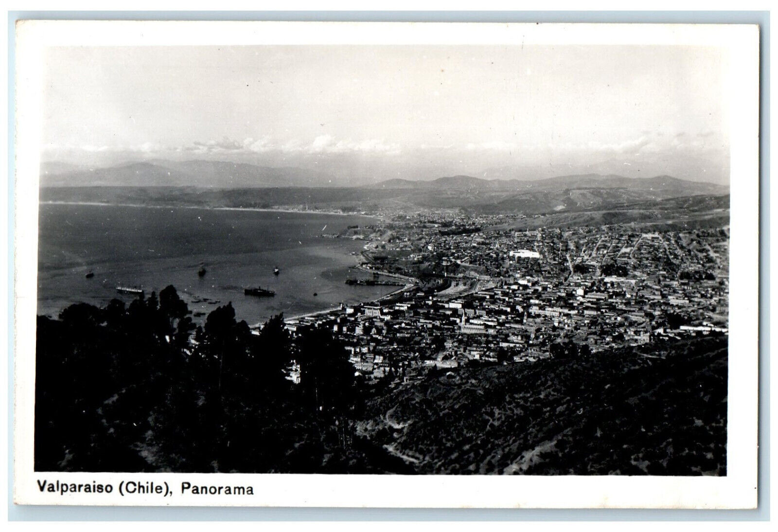 c1930's Valparaiso Chile Aerial Panoramic View RPPC Photo Unposted Postcard