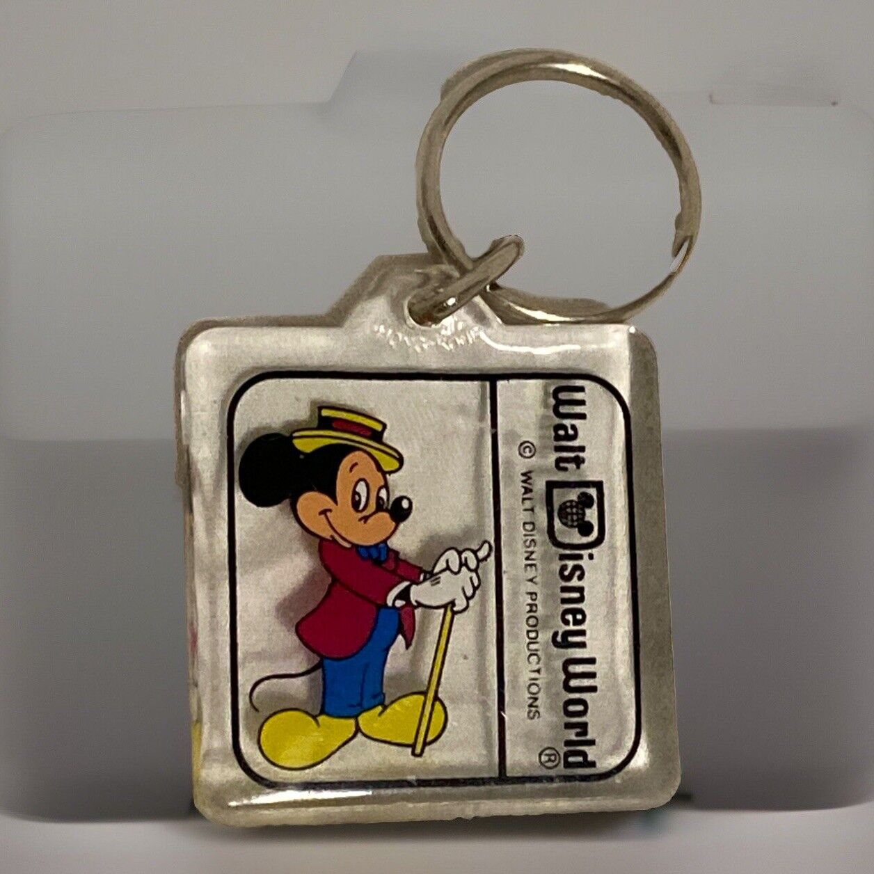 Vintage Mickey Mouse Keychain Walt Disney World Productions Clear Logo Key Chain