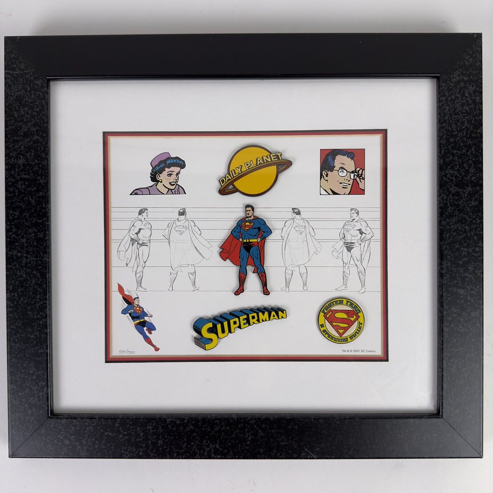 Superman Commemorative Pin and Lithograph Set Warner Bros. DC Comics 574/1500 LE