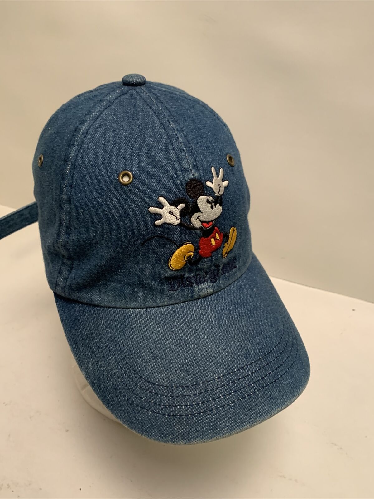 Vintage Disneyland Resort Mickey Mouse Jean Hat Disney Adjustable Cap Denim