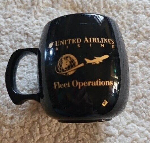 Vintage United Airlines Rising Fleet Operations Heavy Plastic Mug
