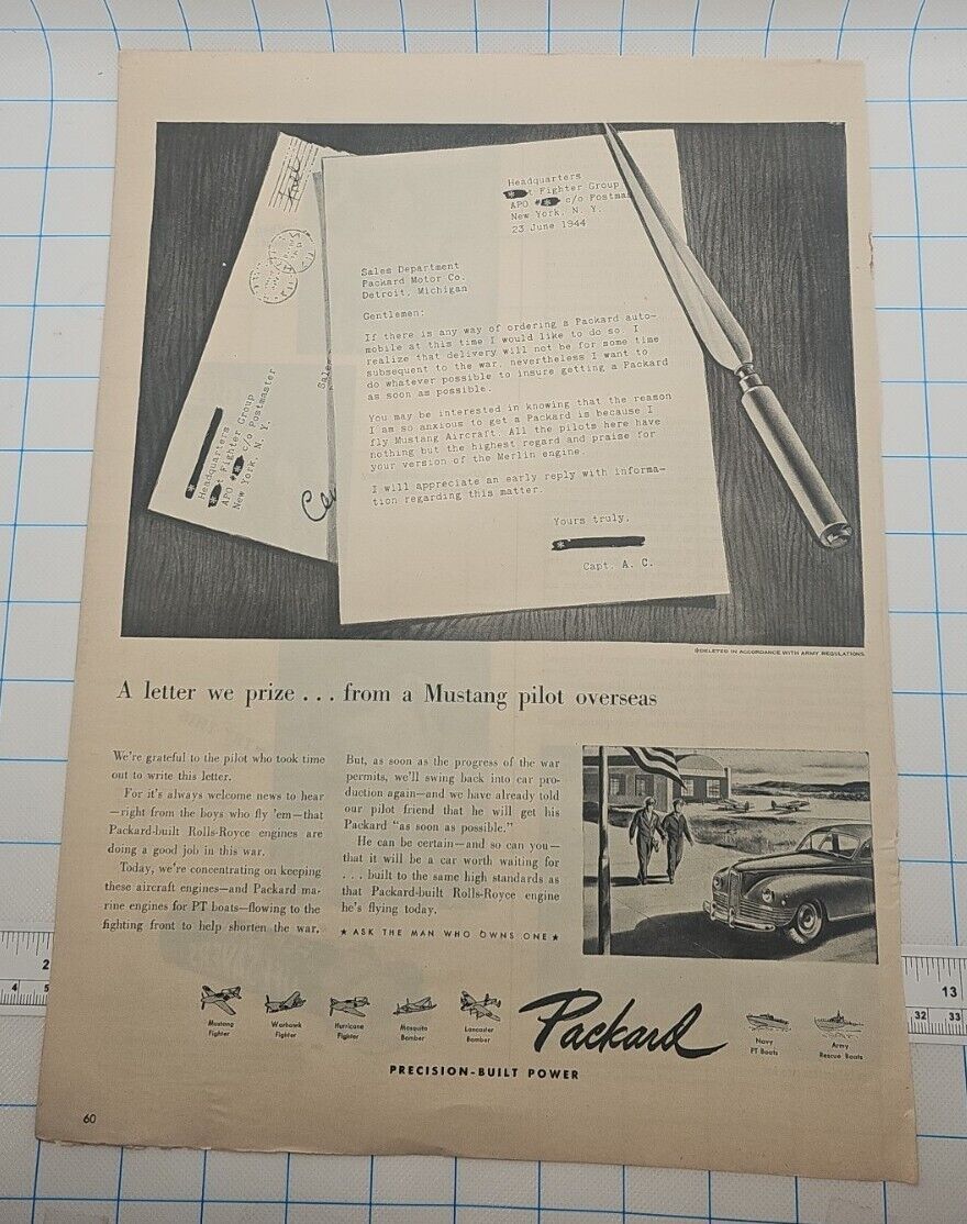 VTG Ephemera frameable READ 1940s Packard ad 11\