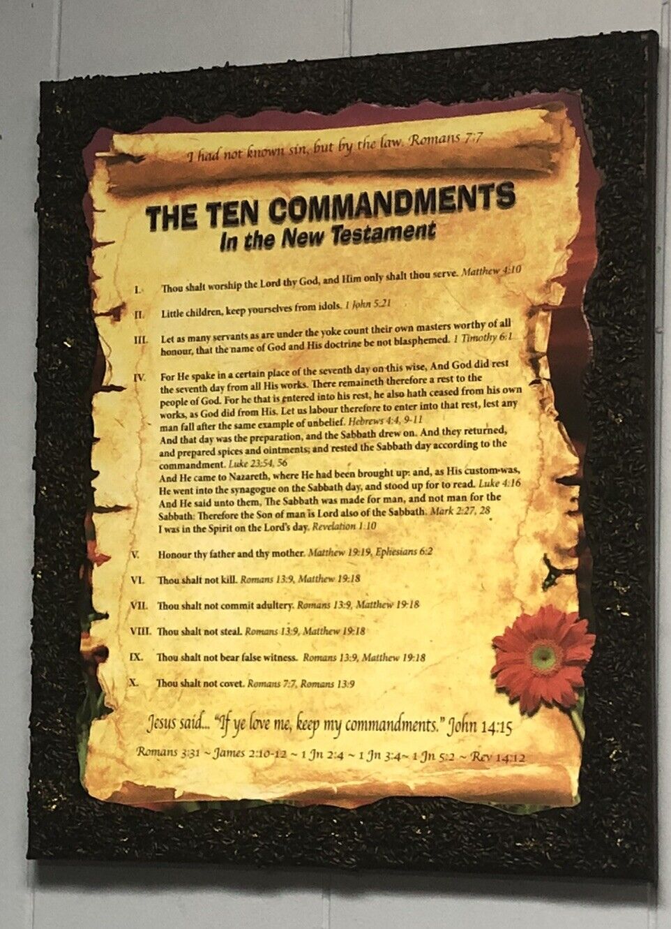 The Ten Commandments In The New Testament   King James Version 20x16 In Canvas