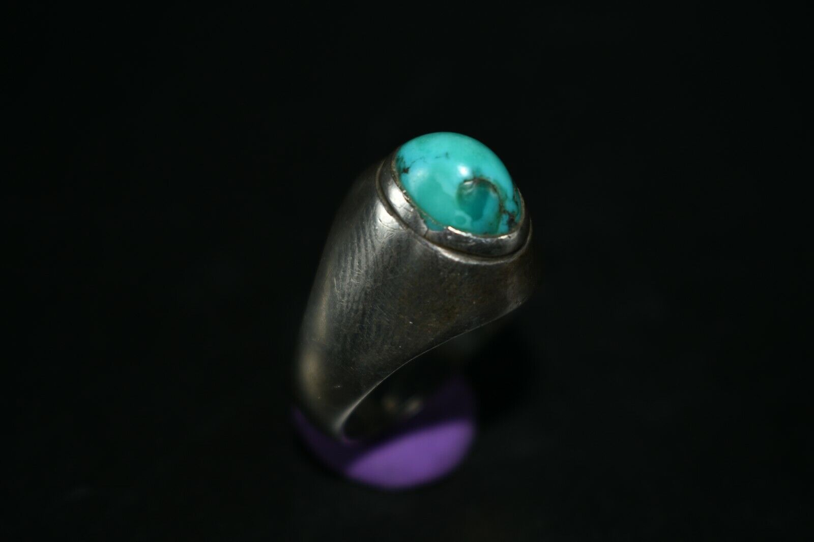 Lovely Near Eastern Silver Turquoise Ring With Beautiful Elegant Blue Color