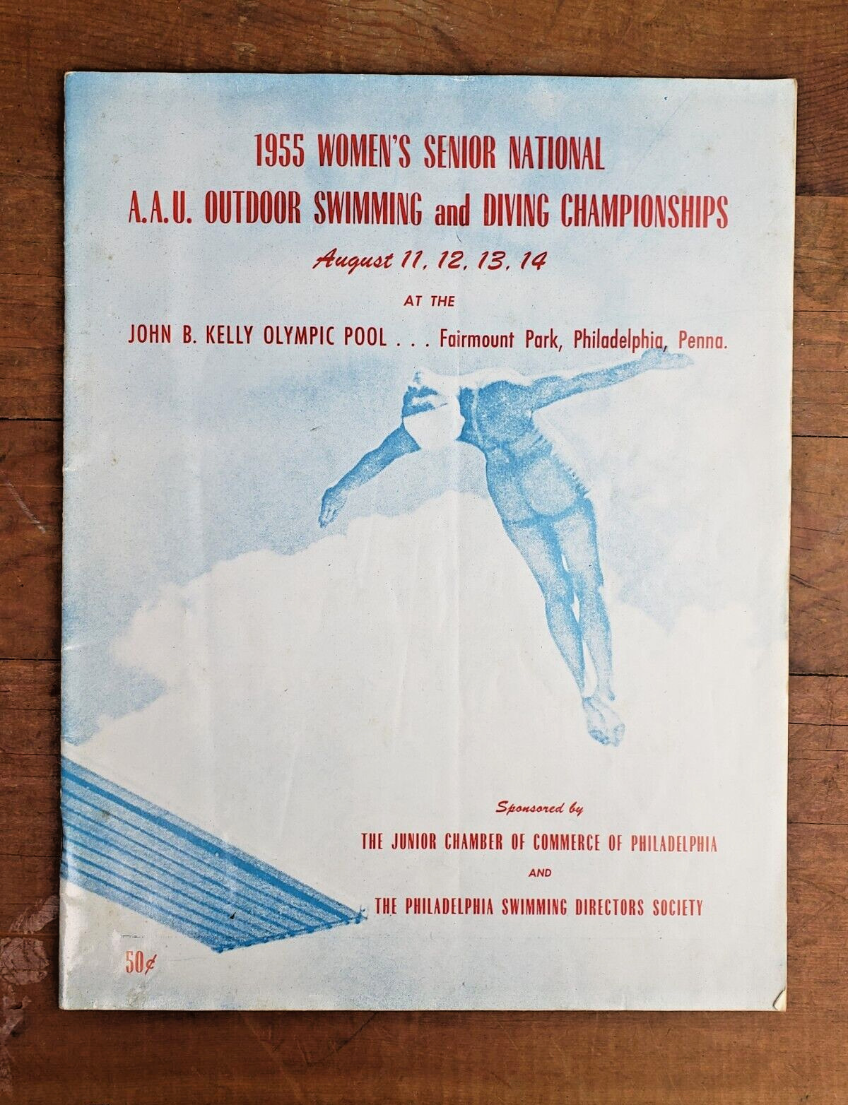 1955 National AAU Senior Women\'s Outdoor Swimming & Diving Championship Program