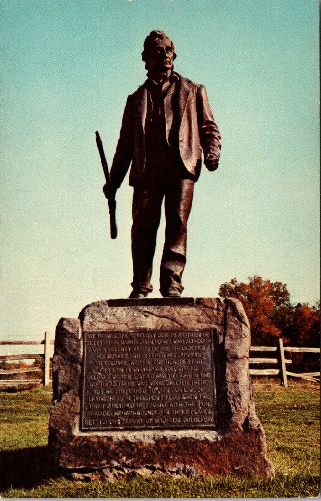 John Burn's Memorial Gettysburg Pennsylvania Vintage Postcard