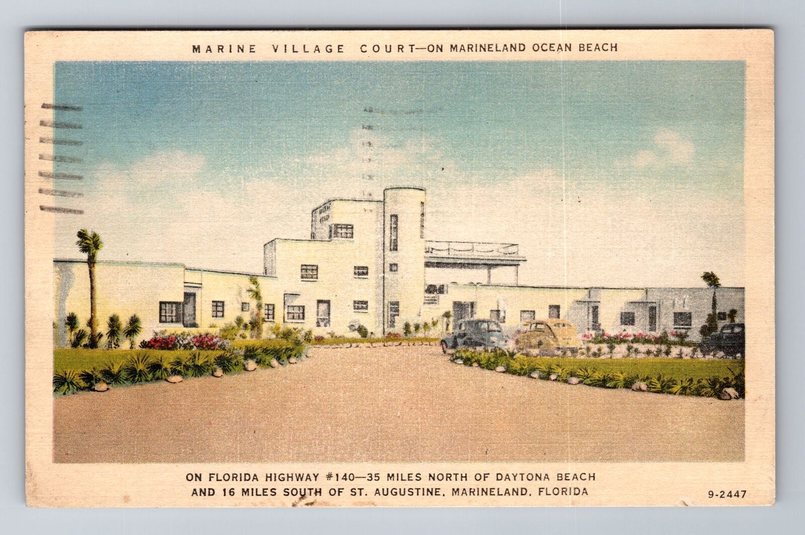 Marineland FL-Florida, Marine Village Court, Advertise, Vintage c1940 Postcard