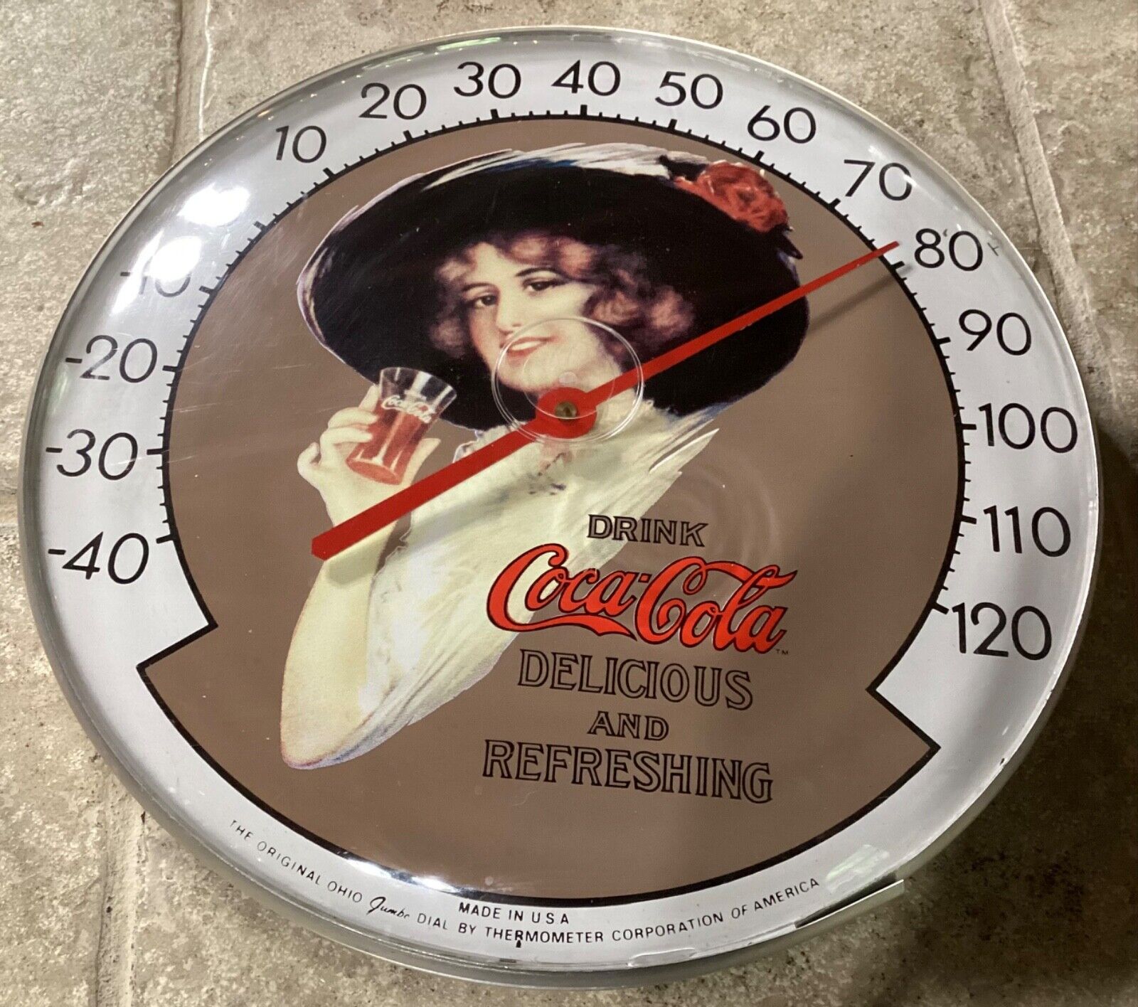 Vintage Coca Cola Thermometer “The Original Ohio Jumbo Dial” ~ Thermometer Corp