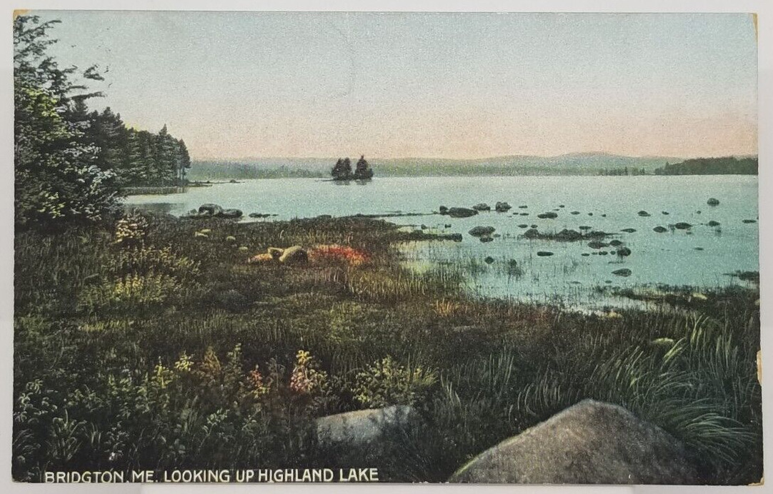 MAINE Bridgton View of Highland Lake c1914 ME Postcard