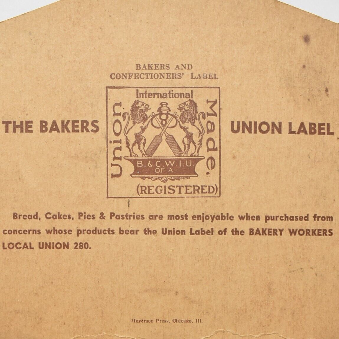 1920s Tom's Bakery Boonville Indiana Bakery Local Union Workers 280 B&CWIU Fan