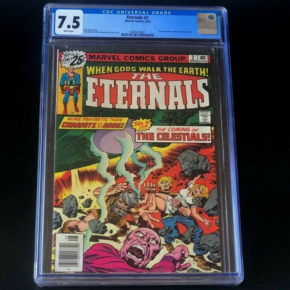 Eternals #2 (Marvel 1976) 💥 CGC 7.5 WHITE PG 💥 1st App AJAK & CELESTIALS Comic