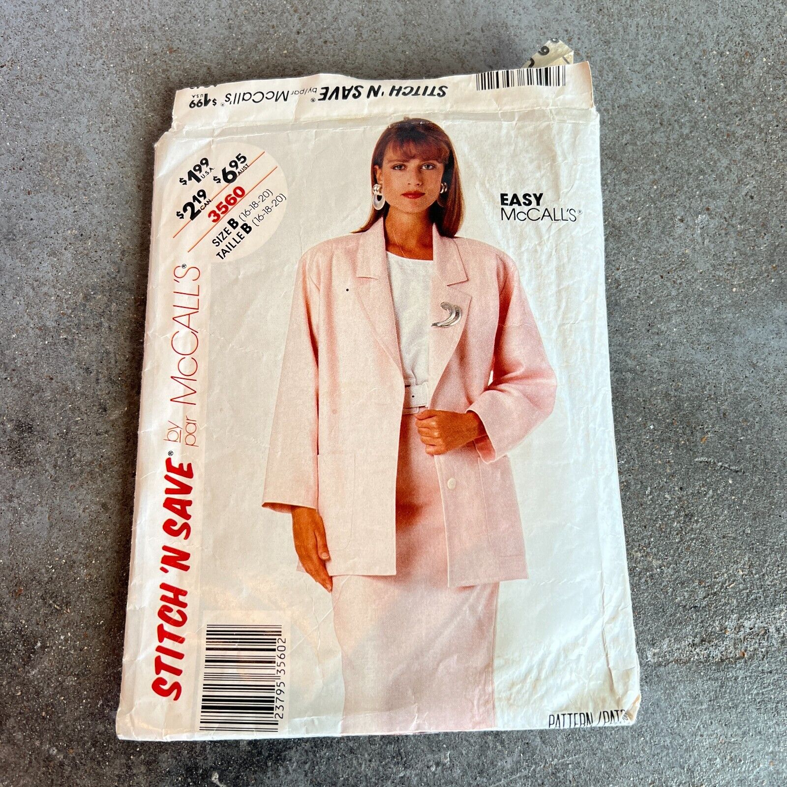 Vintage 80s McCalls Pattern 3560 Misses SZ 18 Jacket Skirt Set