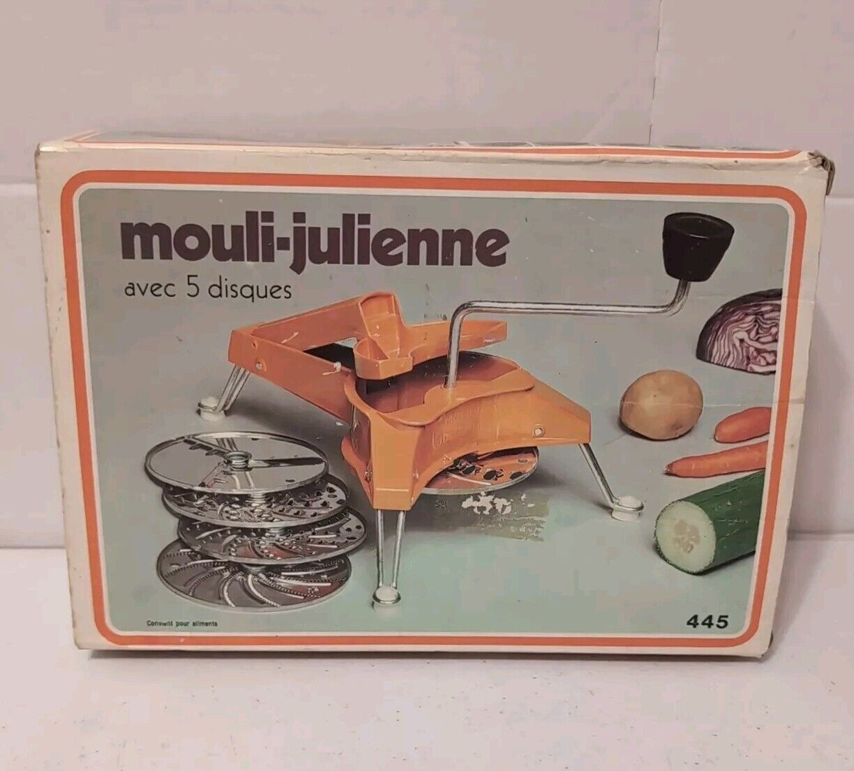 Vintage Moulinex 445 Mouli-Julienne Vintage Food Shredder Slicer Complete