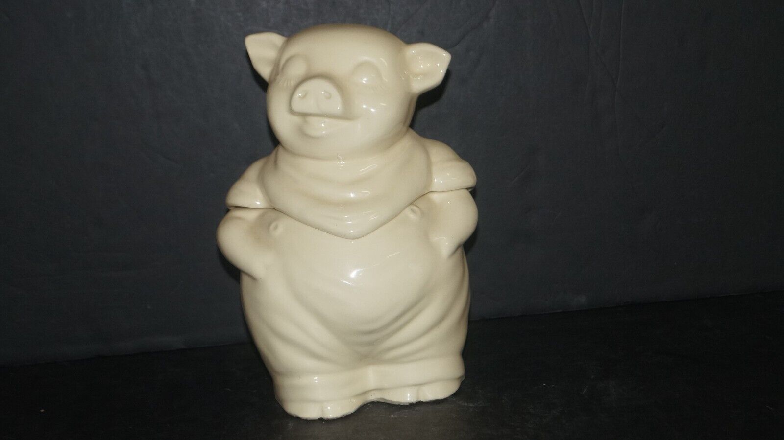 Vintage 1940's USA Made Smiley Pig SHAWNEE Cookie Jar Ivory 11.2'' Tall- NICE