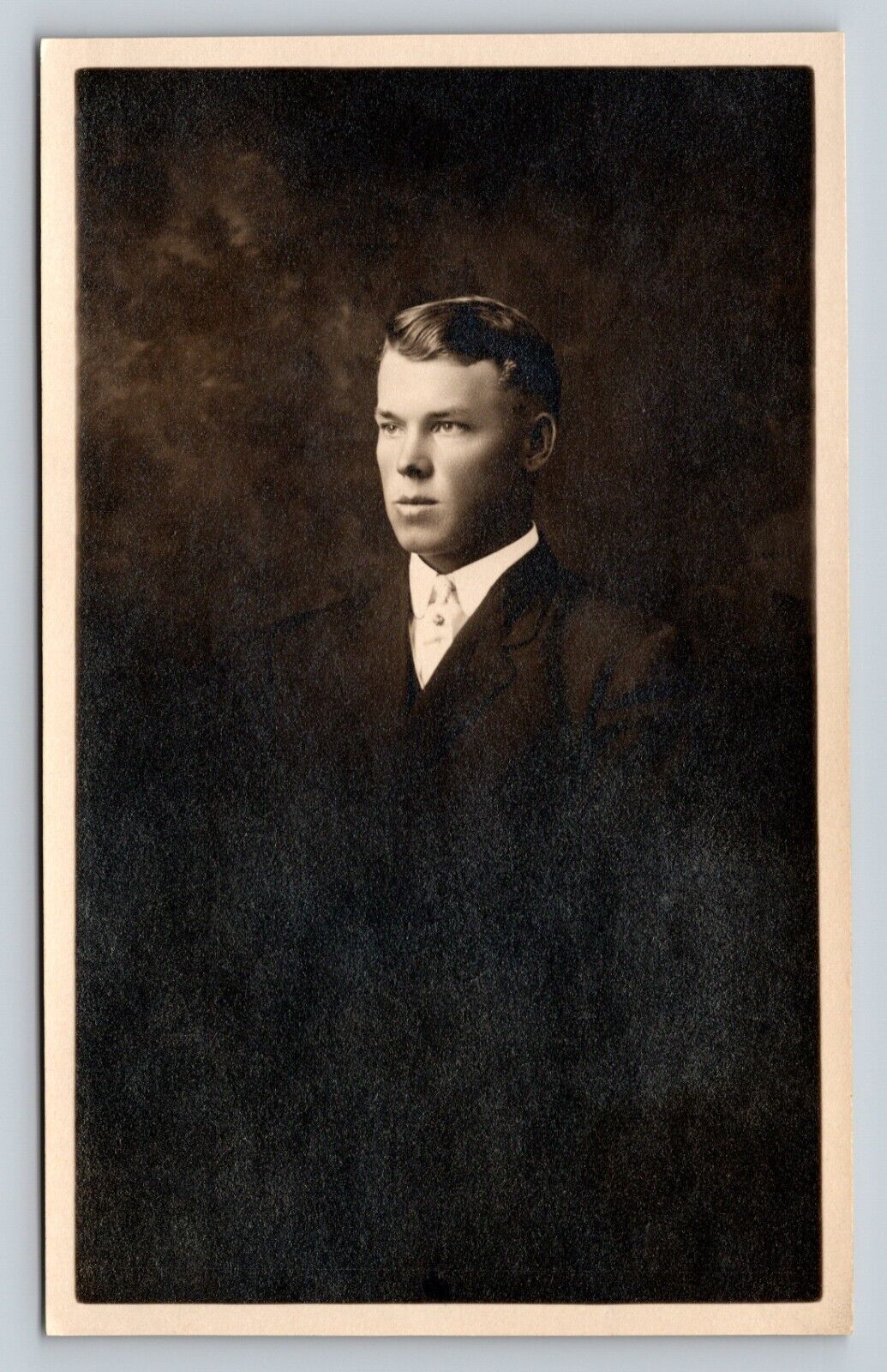 RPPC Handsome Young Man In Suit Hair Slicked Back Classic Image ANTIQUE Postcard