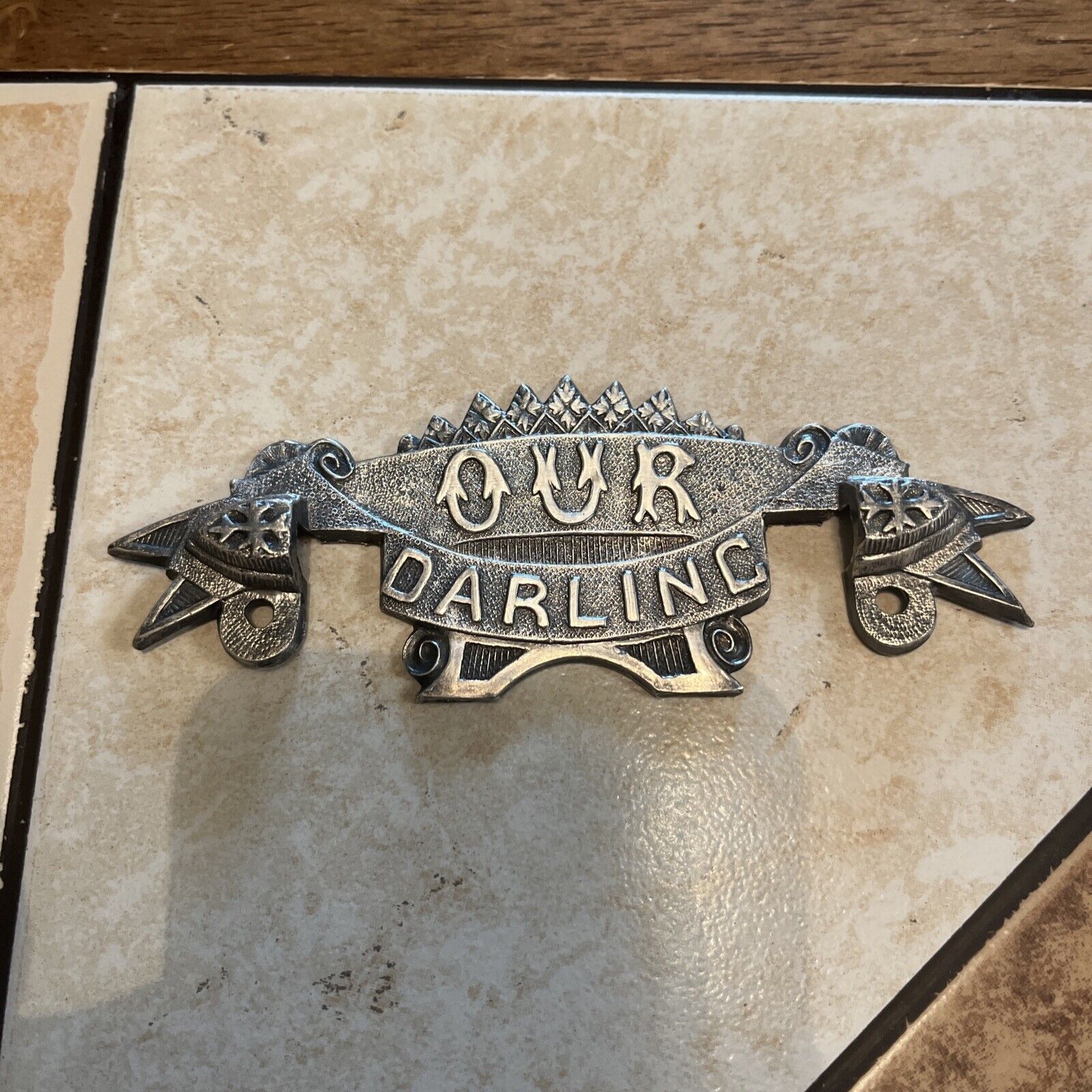 Vintage Our Darling Coffin Plate Casket Plaque For Baby Or Child