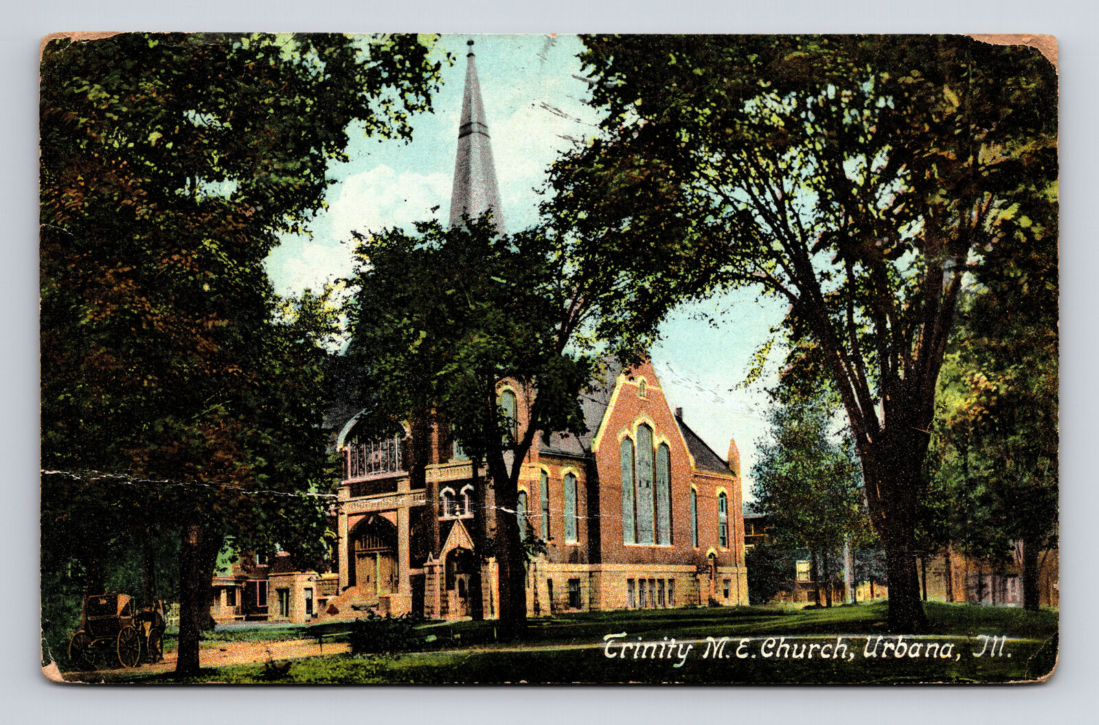 c1909 DB Postcard Urbana IL Illinois Trinity M.E. Church