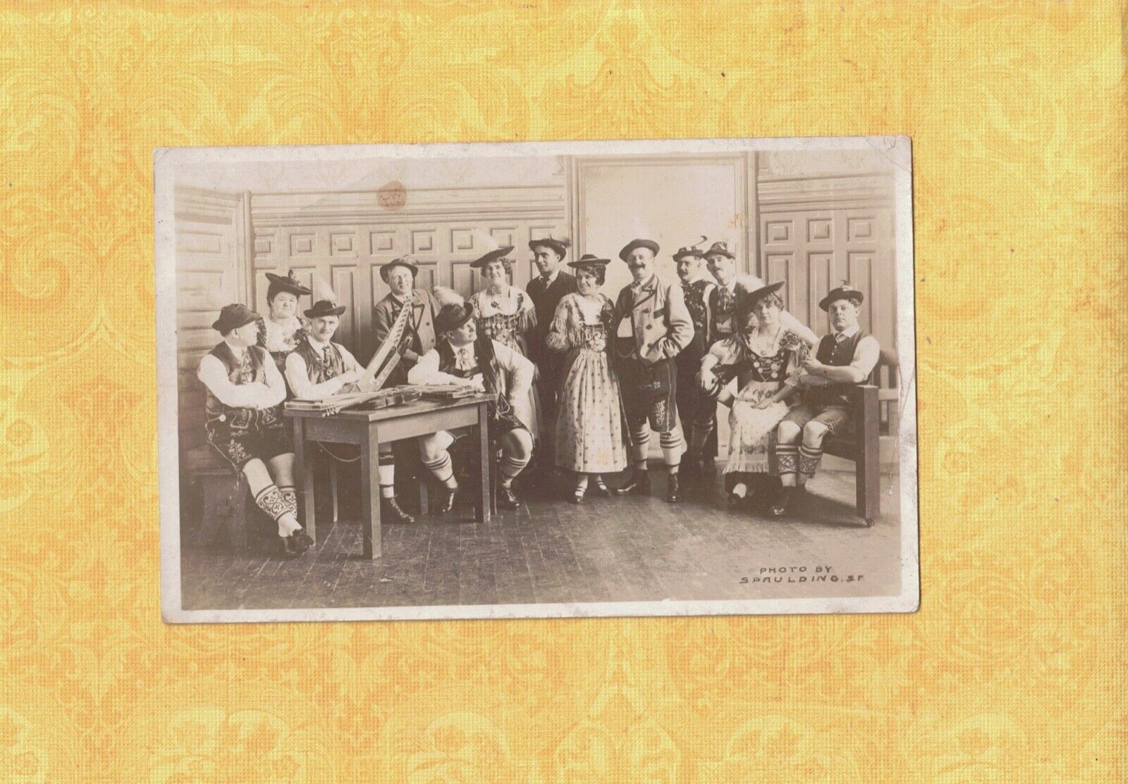 X RPPC real photo postcard 1908-29 BAVARIAN LOOKING GROUP w instruments