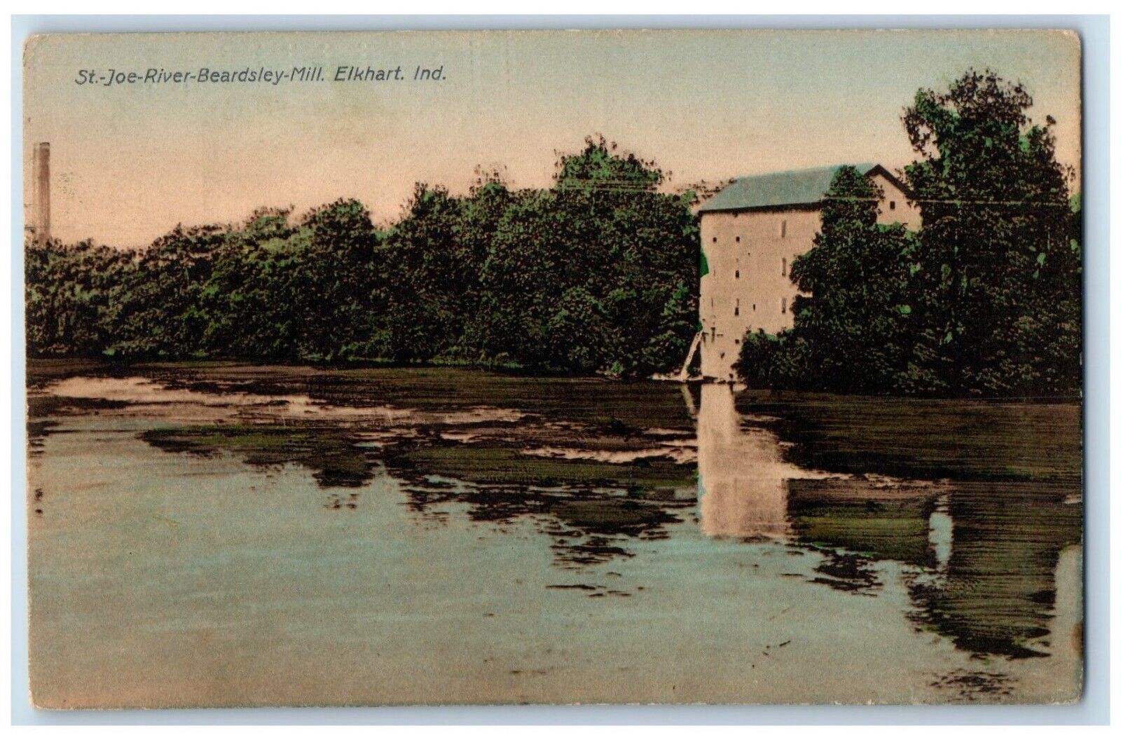 c1910\'s St. Joe River Beardsley Mill Elkhart Indiana IN Posted Antique Postcard