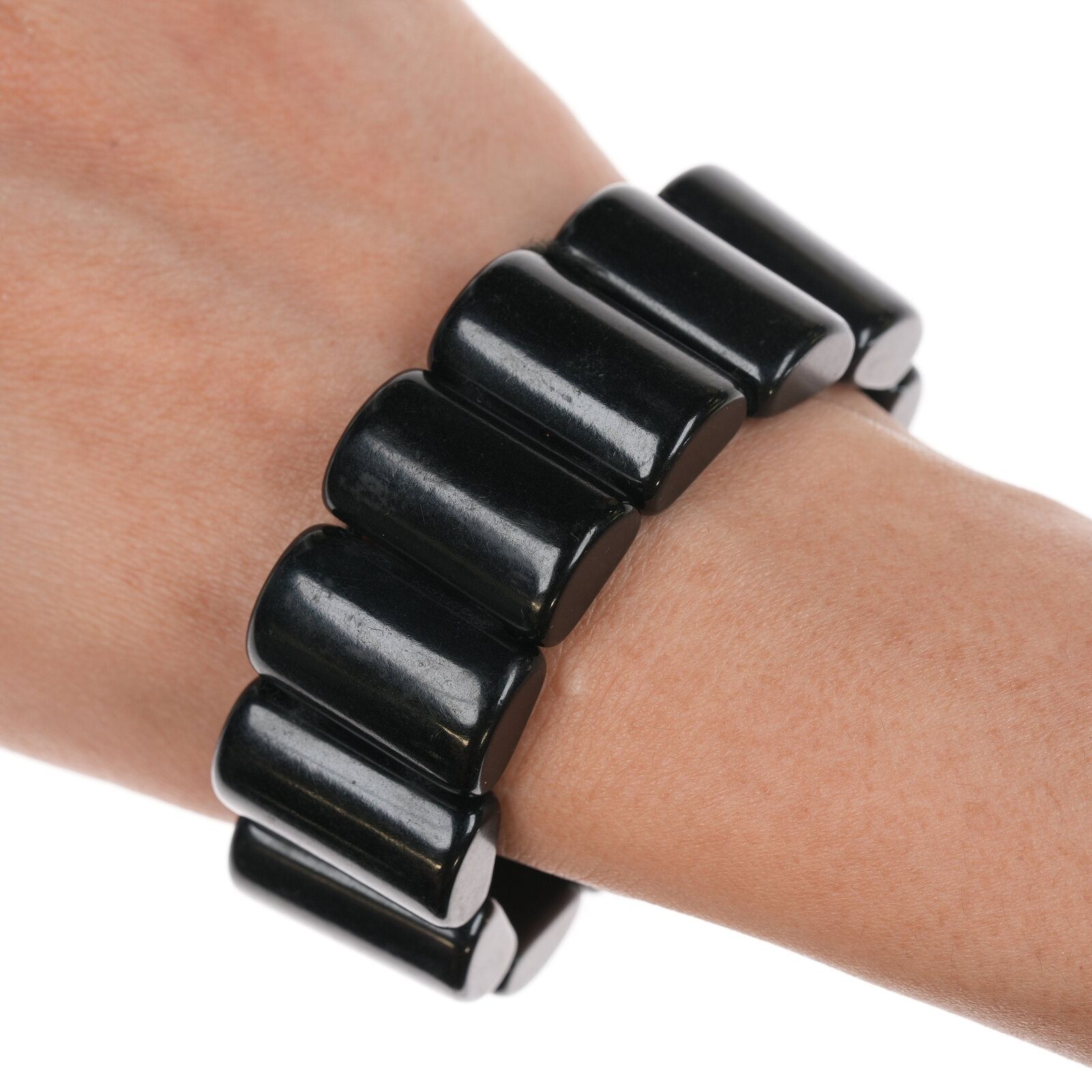 c1940's Bakelite Black stretch bracelet