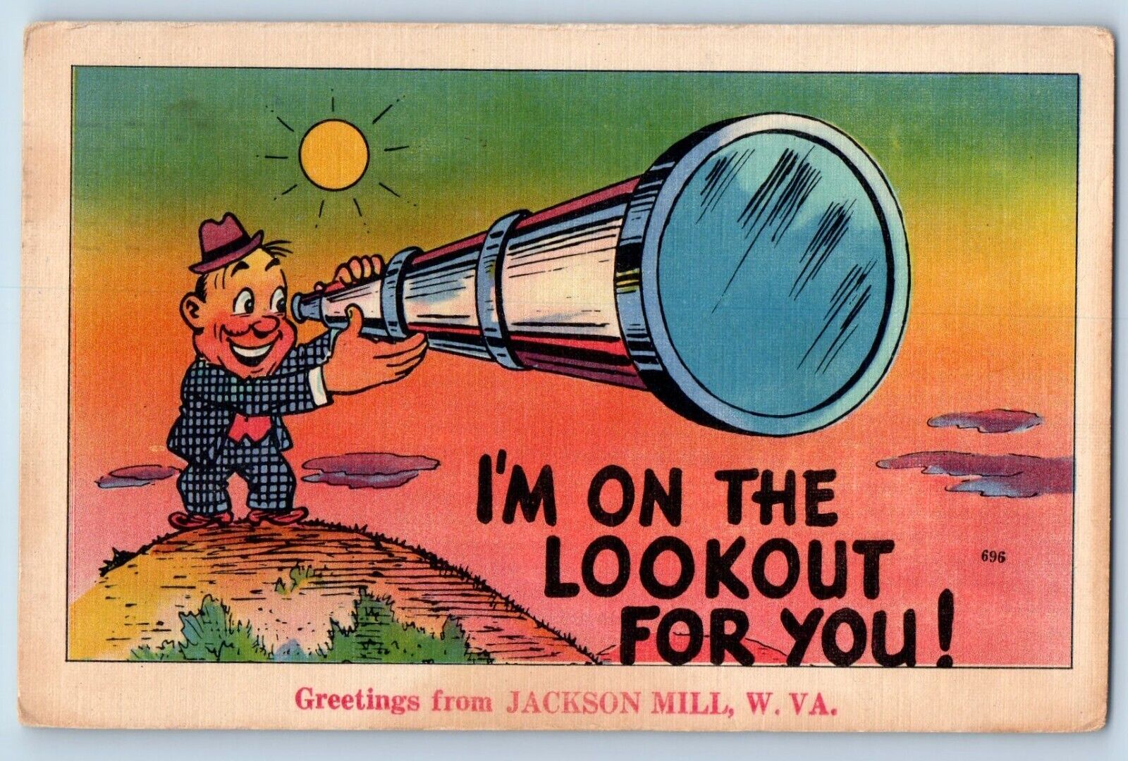 Jackson Mill West Virginia WV Postcard I\'m Lookout For You 1947 Vintage Antique