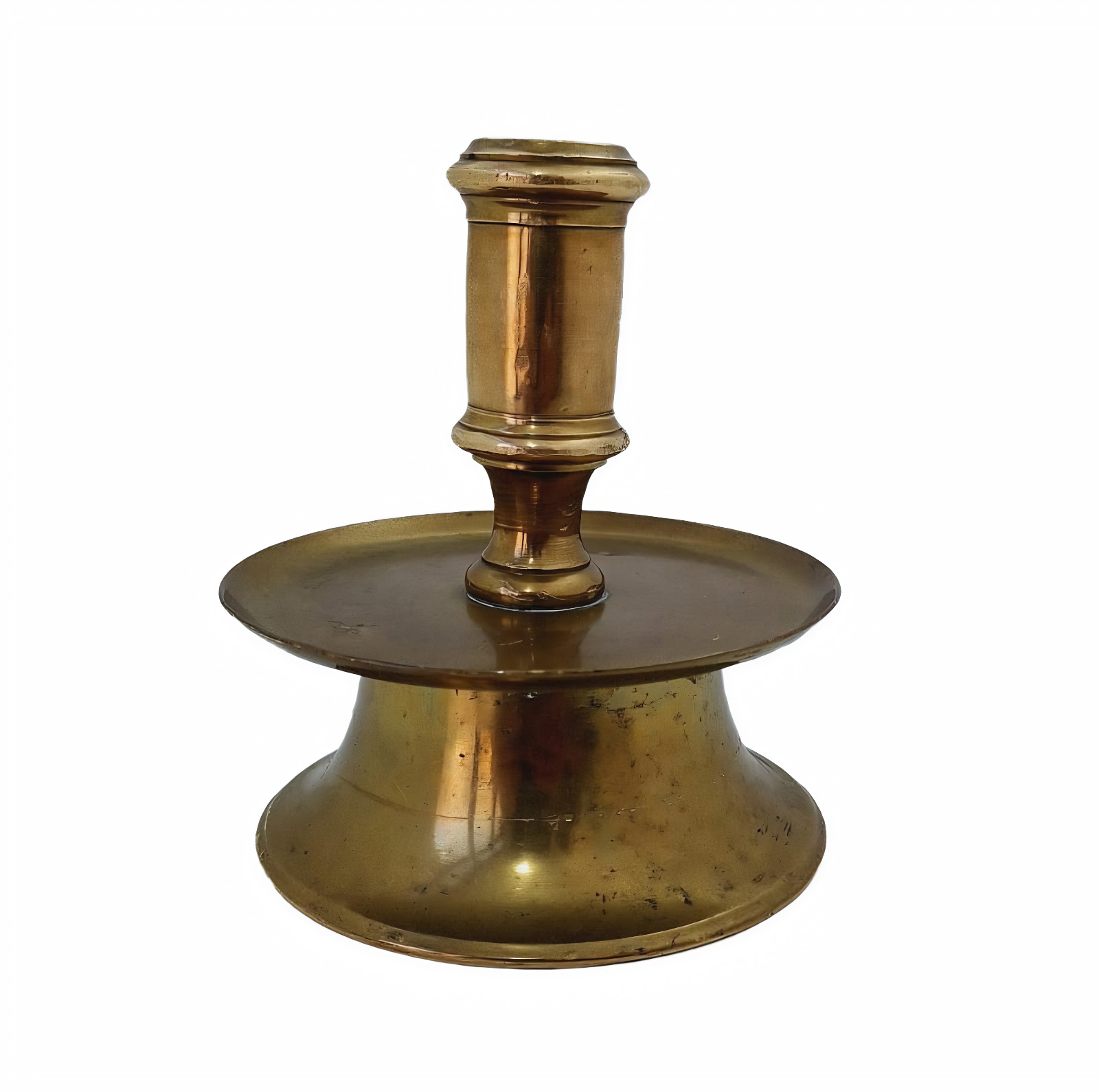 ANTIQUE 17TH CENTURY SPANISH BRASS CAPSTAN CANDLE HOLDER CANDLESTICK