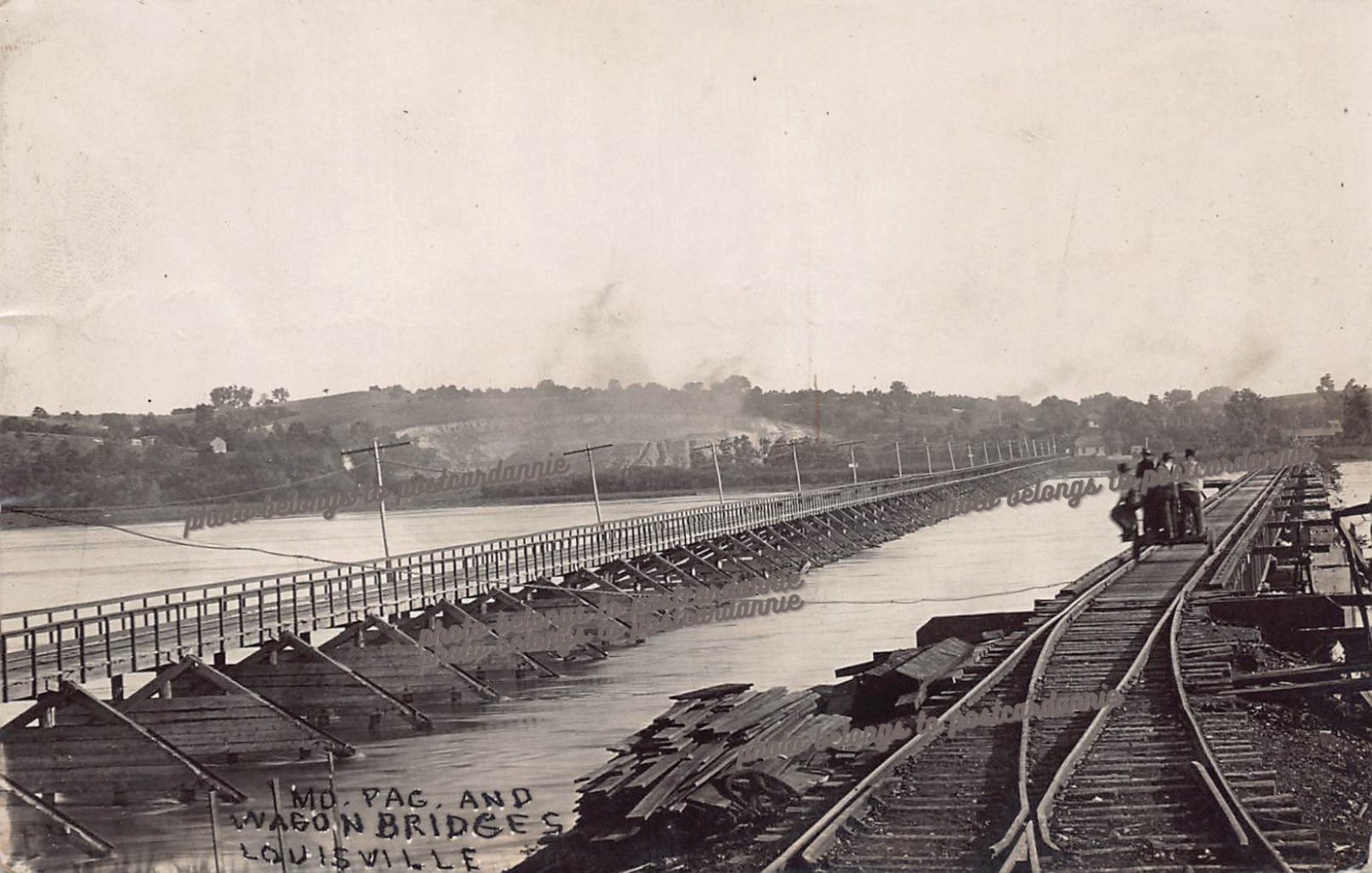 RPPC Louisville NE Nebraska Railroad Train Wagon Bridge Photo Vtg Postcard C60