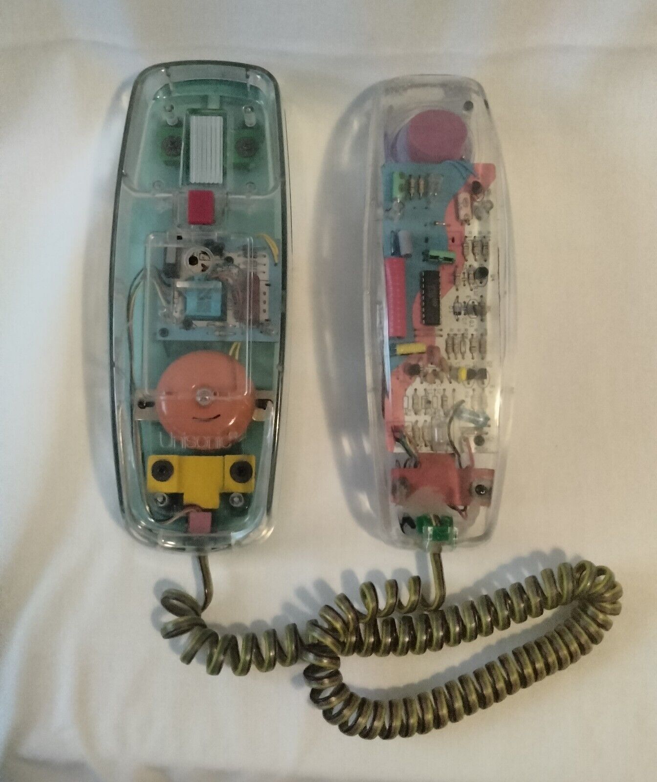 Vintage Unisonic Clear Plastic Phone Works 2 Push Button Landline .Parts Only
