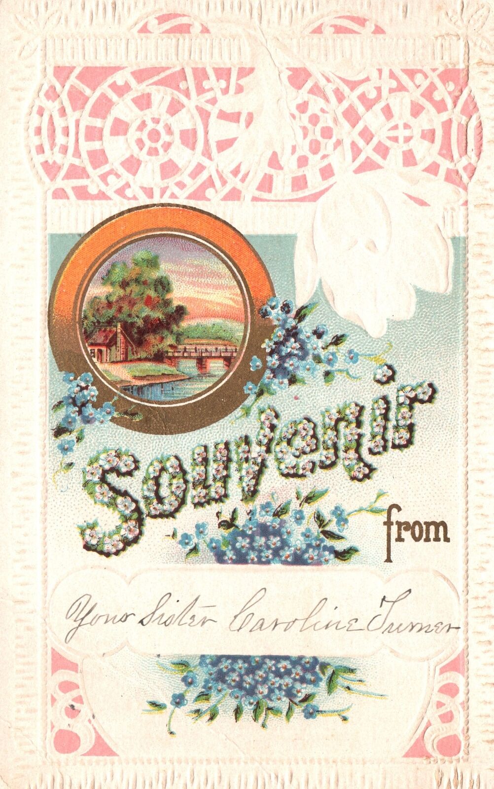 Vintage Postcard 1912 Souvenir From Your Sister Carolyn Landscape Card