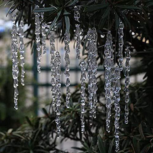 Christmas Tree Clear Icicle Ornaments Decoration Xmas Home Decor Set Of 24