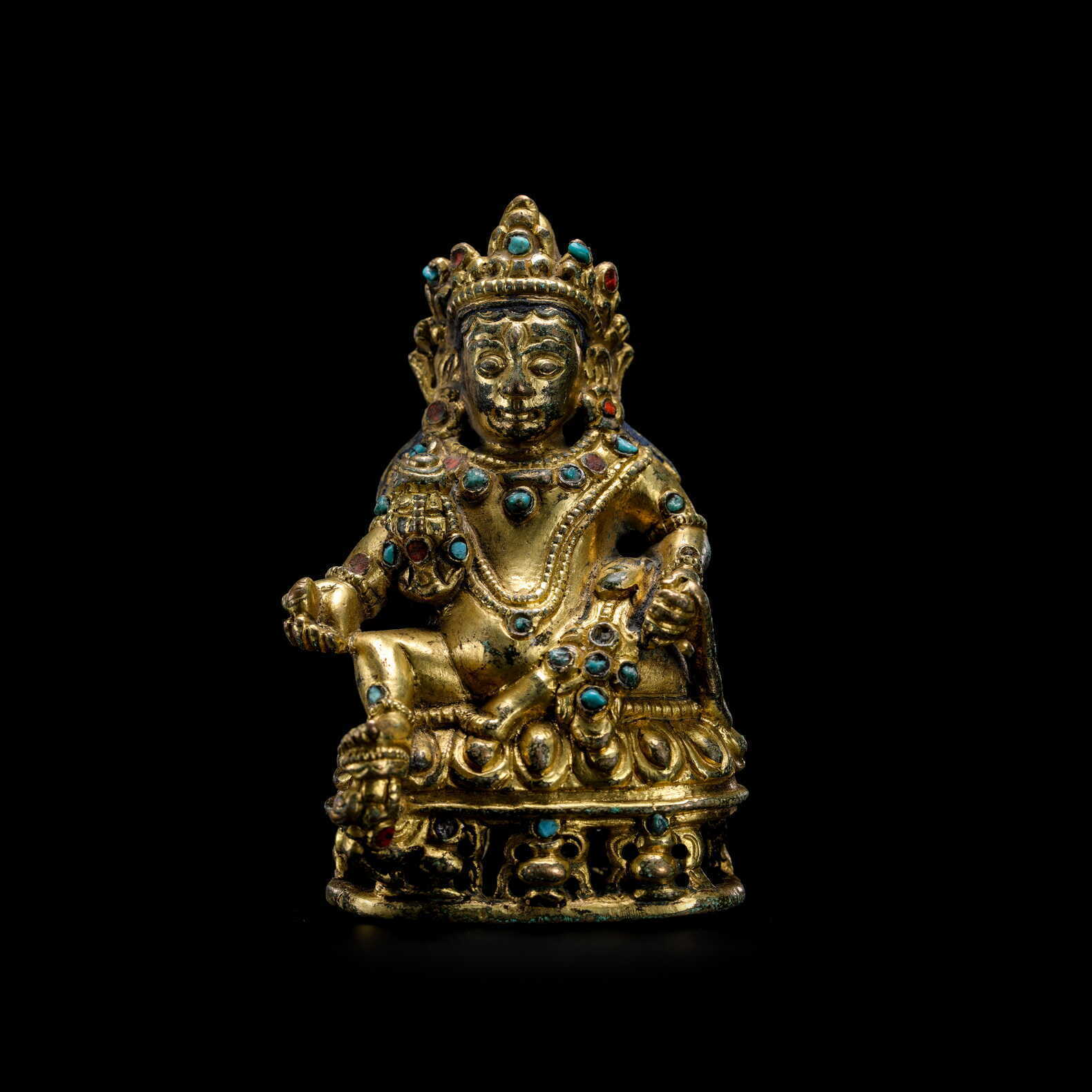 Antique Yellow Jambala buddha statue Tibetan buddhism tantric God of Wealth