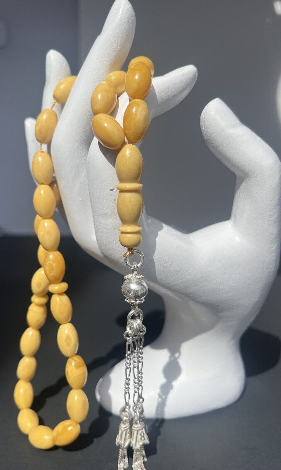 Eggyolk Natural Antique Amber Tesbih, Prayer Beads, Rosary