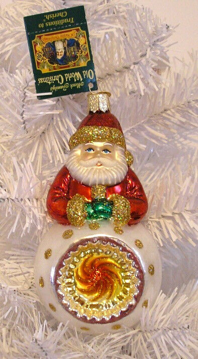 2012 KRIS KRINGLE REFLECTOR - OLD WORLD CHRISTMAS - INDENT GLASS ORNAMENT - NEW