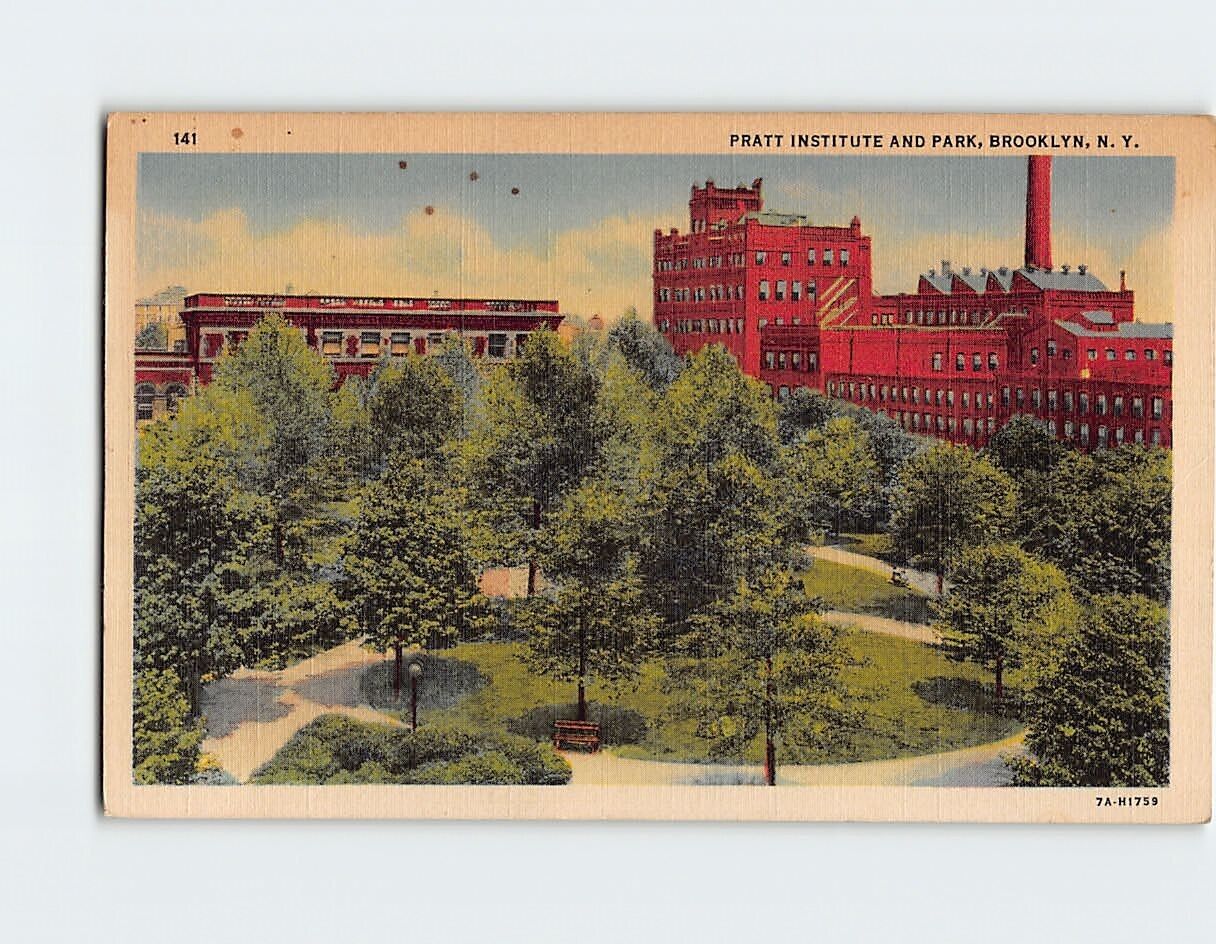 Postcard Pratt Institute and Park Brooklyn New York USA