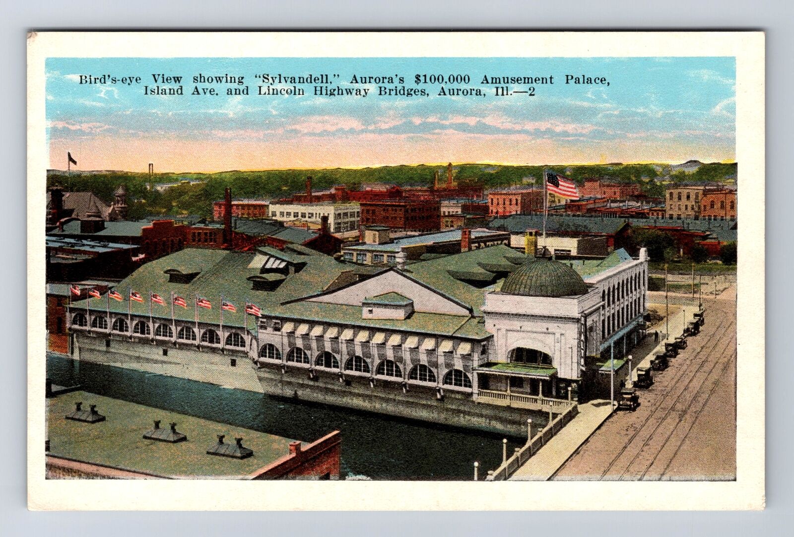 Aurora IL-Illinois, Birds Eye View Sylvandell Amusement Palace, Vintage Postcard