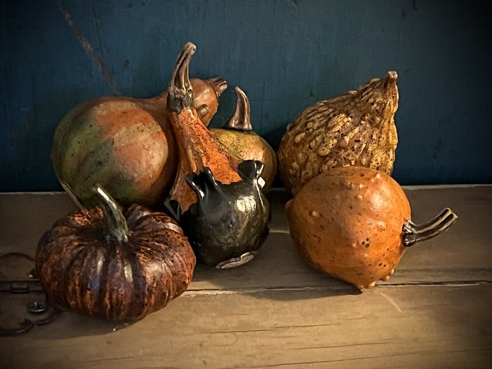 The Salem Collection Resin Faux Fall Country Primitive Pumpkin Gourds Mini Set 6