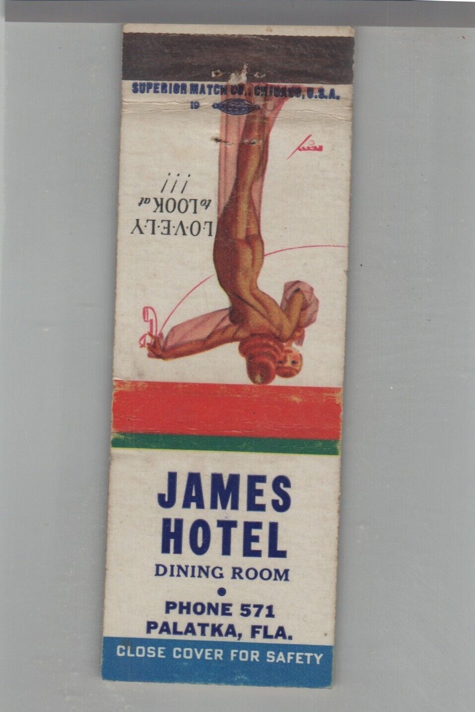 Matchbook Cover James Hotel Dining Room Palatka, FL Pin Up